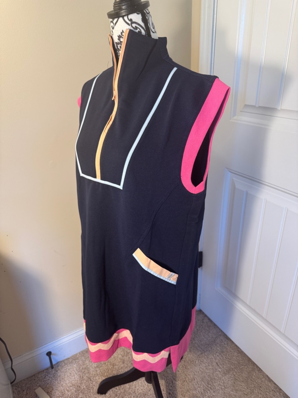 Simply Southern Sleeveless Navy Blue Zip-Up Golf, Tennis, Pickle Ball Dress NWT - Picture 4 of 9